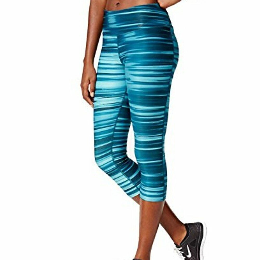 Nike Legend Light Swift Print Capri Leggings XS Blue Turquoise Dri-FIT Workout